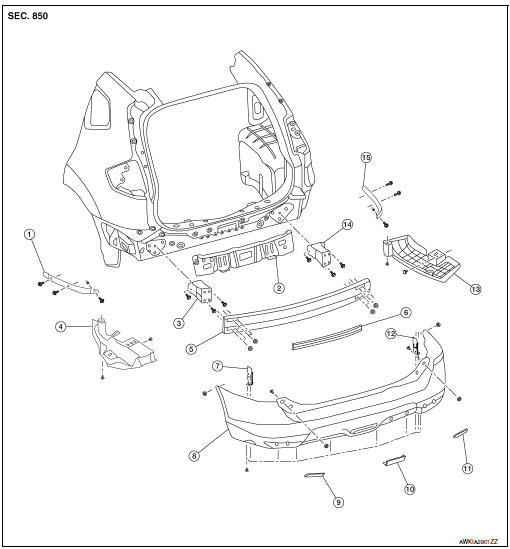 Nissan Rogue Service Manual Rear bumper Removal and installation